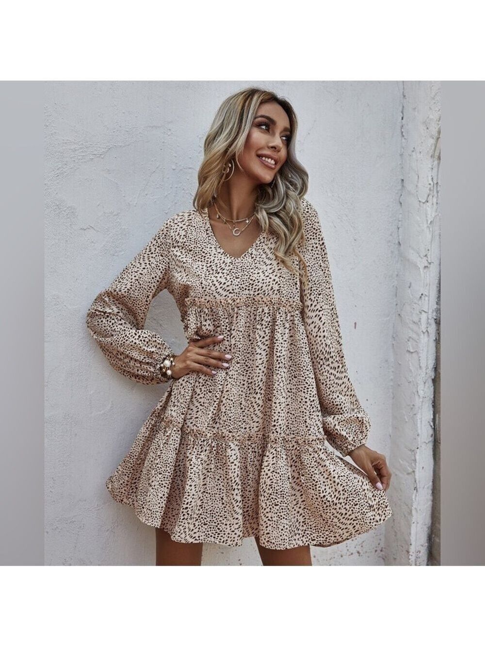 Women’s Leopard Print Smock Dress